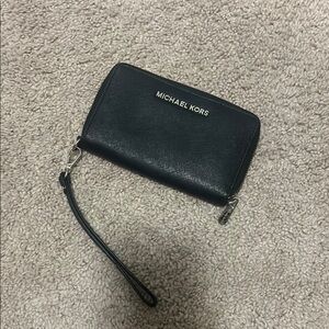 Michael Kors Black Leather Wristlet